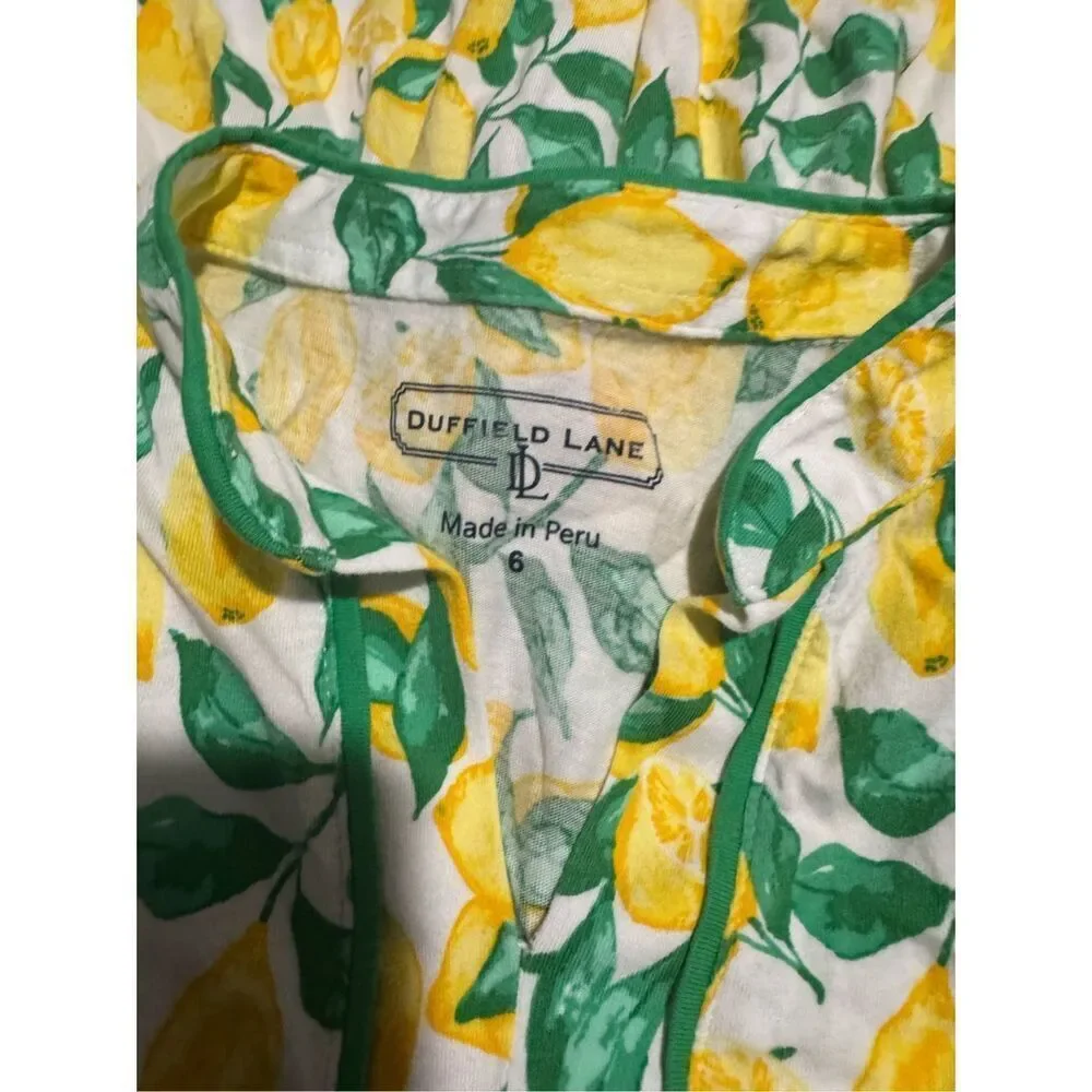 Duffield Lane lemon print cotton dress 6 kids